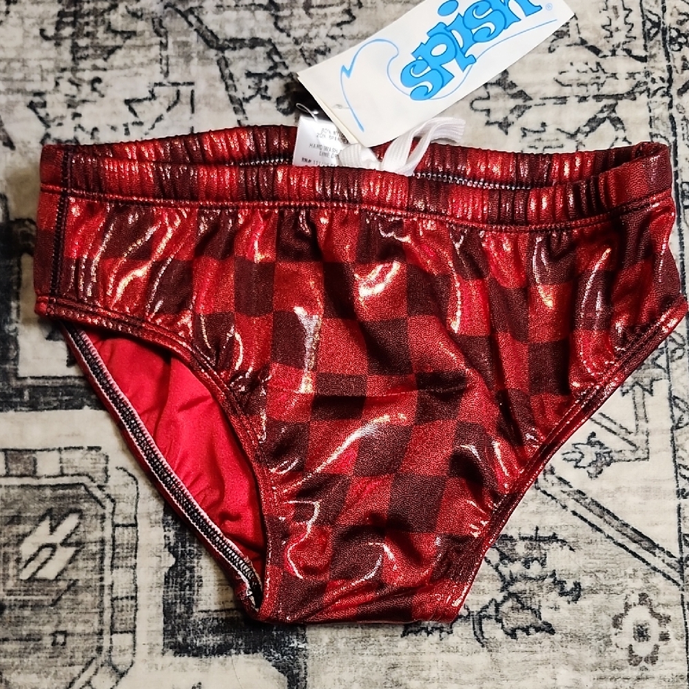 Splash Red Checkered Swim Trunks